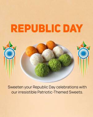 Republic Day themed Indian sweets on a plate with Indian flag elements