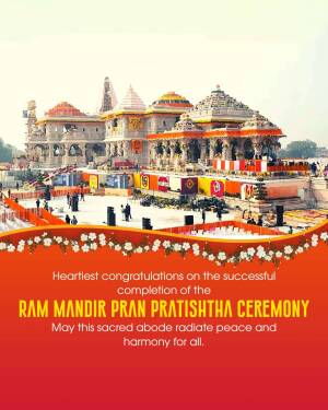 Ram Mandir Pran Pratishtha Ceremony Promotional Banner For WhatsApp