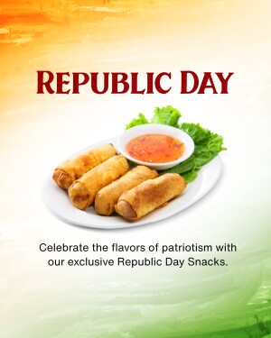 Republic Day themed food promotion with spring rolls and sauce