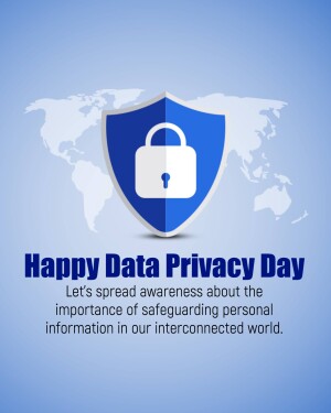 Data Privacy Day graphic with a shield and lock icon