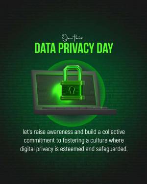 Data Privacy Day graphic with a laptop and padlock