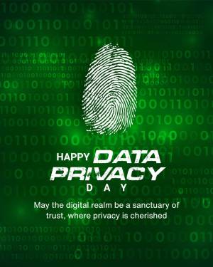 Fingerprint over binary code with text 'Happy Data Privacy Day'