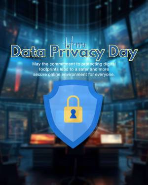 Data Privacy Day graphic with a shield and lock icon