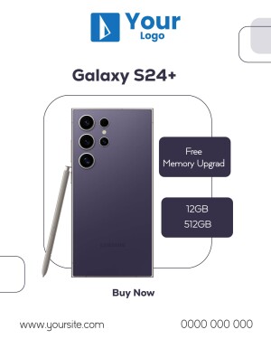 Samsung Galaxy S24+ smartphone with stylus and upgrade offer