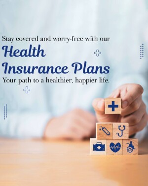 Image depicting health insurance concept with wooden blocks and a hand.