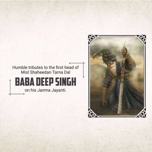 Portrait of Baba Deep Singh with a tribute message