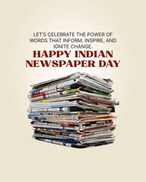 A stack of newspapers with the text 'Happy Indian Newspaper Day'