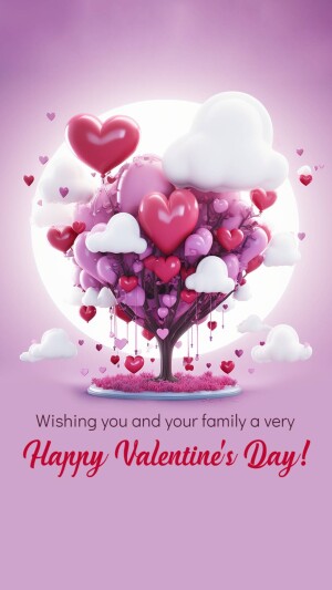 Valentine's Day Love Tree Poster For Telegram