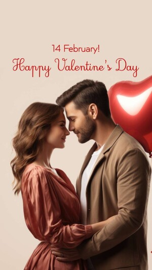 Happy Valentine's Day - Couple In Love Banner For Threads
