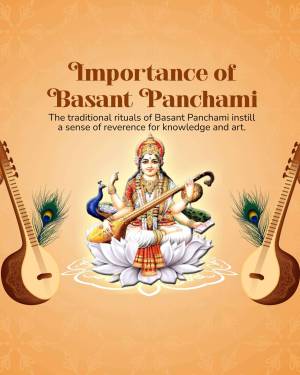 Image depicting Goddess Saraswati celebrating Basant Panchami
