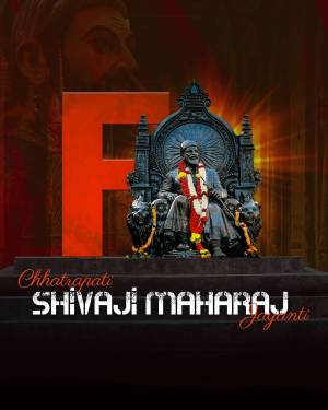 Image depicting Chhatrapati Shivaji Maharaj Jayanti with a statue and the letter 'F'
