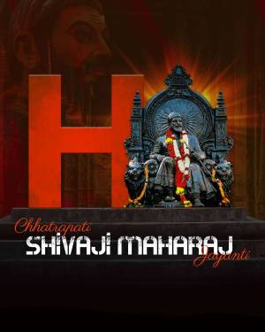 Image depicting Chhatrapati Shivaji Maharaj Jayanti with a statue and the letter 'H'