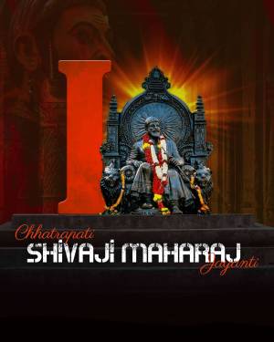 Image depicting Chhatrapati Shivaji Maharaj Jayanti with a large 'I' and a portrait of Shivaji Maharaj.
