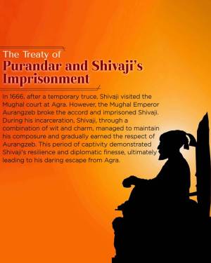 Illustration depicting Shivaji's imprisonment after the Treaty of Purandar.