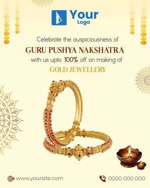 Gold bangles with Guru Pushya Nakshatra promotion