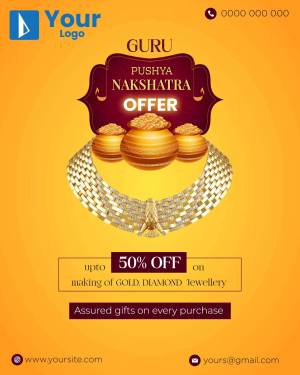 Promotional image for Pushya Nakshatra offer on gold and diamond jewellery