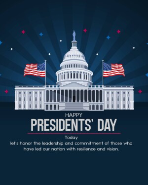 Illustration of the US Capitol Building with American flags for Presidents' Day