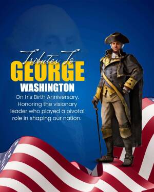 Digital illustration of George Washington with American flag background