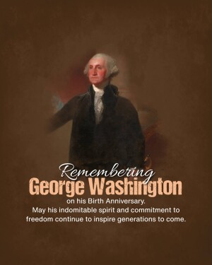 Portrait of George Washington with text commemorating his birthday