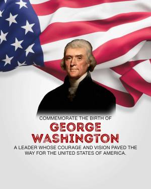 Portrait of George Washington with the American flag