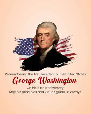 Portrait of George Washington with American flag background