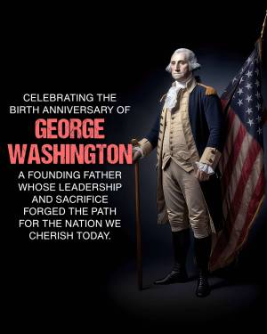 Portrait of George Washington with American flag