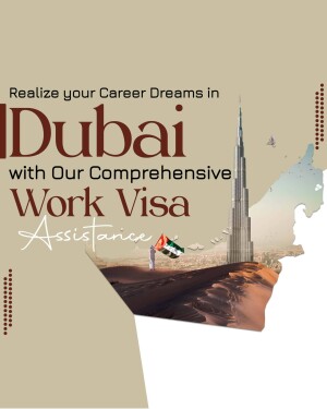 Dubai Work Visa Assistance with Burj Khalifa and UAE map