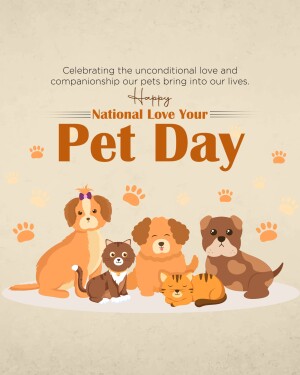 Illustration of various pets celebrating National Love Your Pet Day
