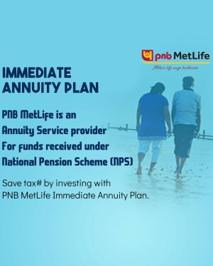 Image promoting PNB MetLife's Immediate Annuity Plan with a couple walking on a beach.