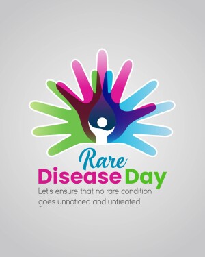 Colorful hands reaching towards a person with the text 'Rare Disease Day'