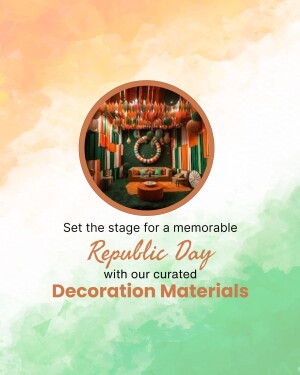Republic Day themed room decoration with orange, white, and green colors.