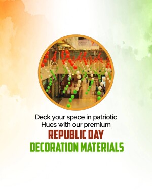 Republic Day decorations with tricolor balloons and materials