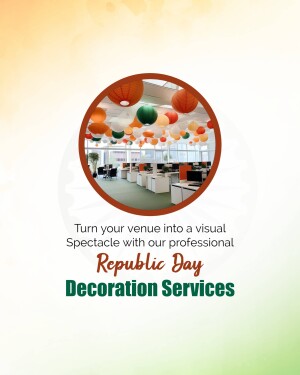 Republic Day decoration with colorful lanterns and office space