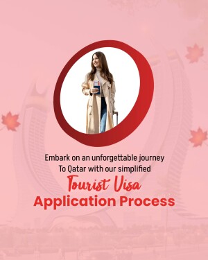 Woman with luggage and text promoting Qatar Tourist Visa Application