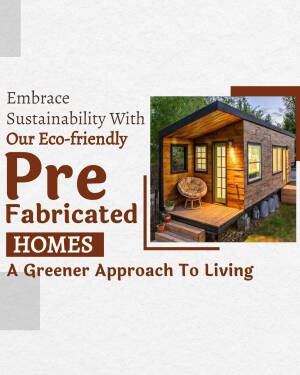 A small, eco-friendly prefabricated home with a wooden exterior and a welcoming porch.