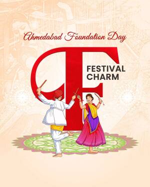 Ahmedabad Foundation Day illustration with traditional dancers