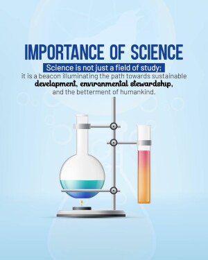 Image depicting laboratory equipment with text emphasizing the importance of science for sustainable development.