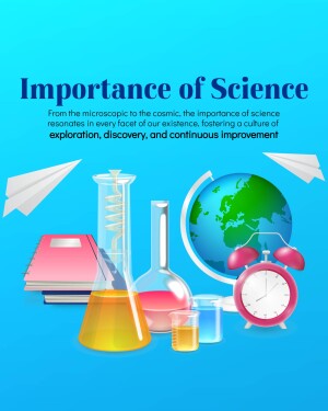 Illustration depicting the importance of science with scientific equipment and a globe.
