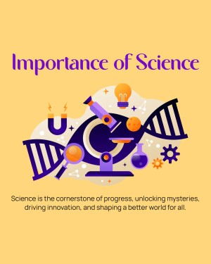 Illustration depicting science with icons like a magnet, lightbulb, microscope, DNA, and gears.