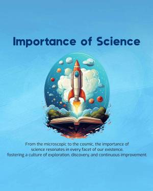 Illustration of a rocket launching from an open book, representing the importance of science.