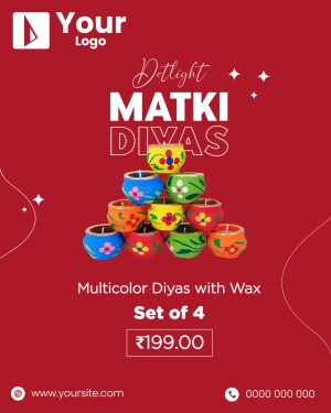 Colorful Matki Diyas with Wax for Diwali