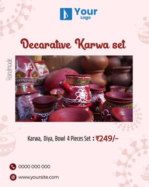 Handmade Karwa set with traditional designs and price details