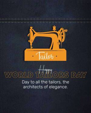 Vintage sewing machine with text celebrating World Tailors Day