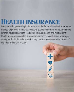 Hand holding wooden blocks with medical symbols representing health insurance protection.