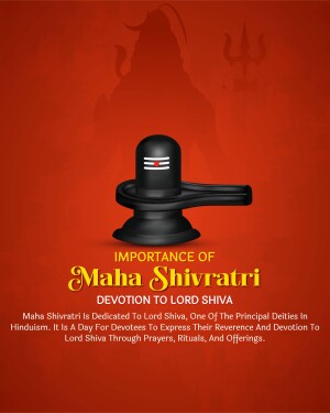 Image of a Shivling with text 'Maha Shivratri' and information about the festival.