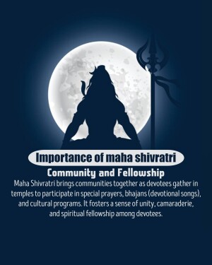 Silhouette of Lord Shiva against a full moon with text about Maha Shivratri