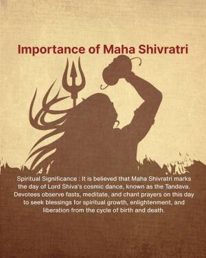 Silhouette of Lord Shiva with text explaining the significance of Maha Shivratri