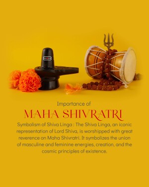 Maha Shivratri celebration with Shiva Linga, drum, and flowers