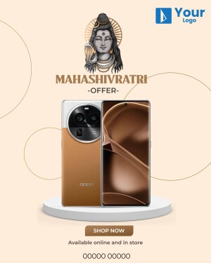 Mahashivratri offer on a smartphone with Lord Shiva's image