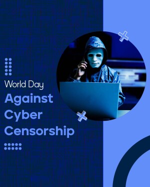 Image depicting a hooded hacker using a laptop with the text 'World Day Against Cyber Censorship'.